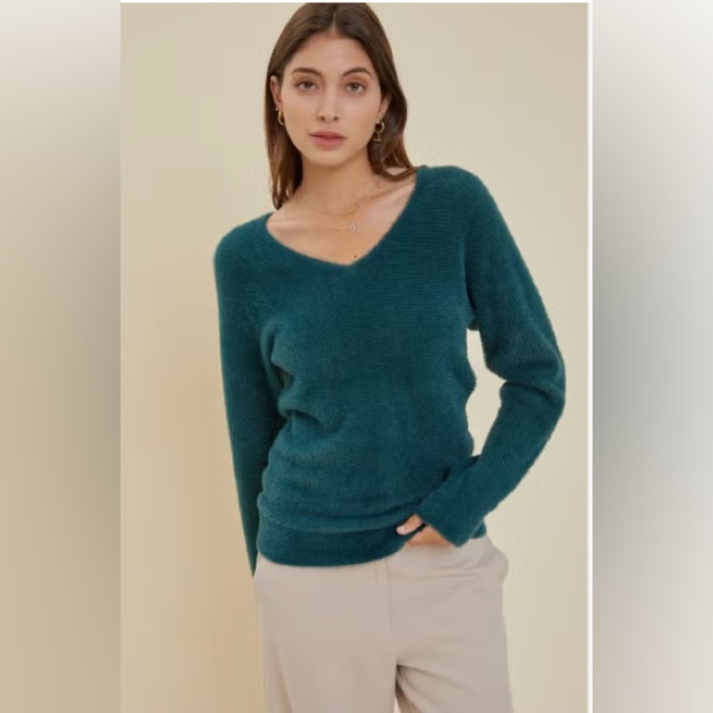 Be Cool - Fuzzy V-Neck Sweater NWT